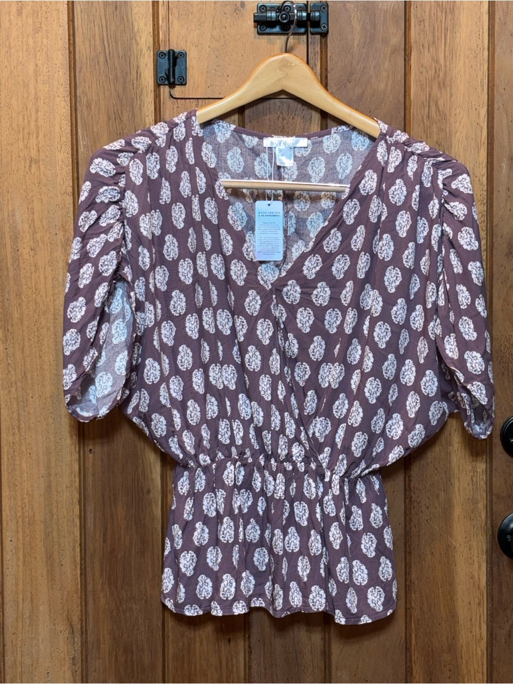 Lascana by Venus Plum Floral Print V-Neck Peplum Blouse